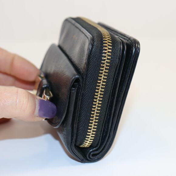 Chloé Black Leather Bow Zip-Around Wallet – Made in Italy - Picture 3 of 6